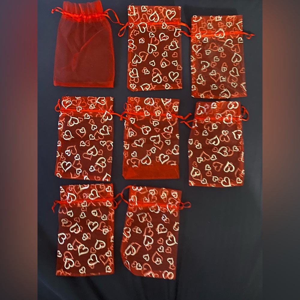 New Set of 8 Red Organza Bags